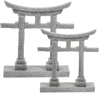2Stücke Japanische Steinlaterne Mini Pagode Statue Asiatische Deko Garten Skulptur Bonsai Pavill…