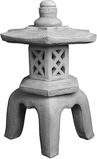 gartendekoparadies.de Yukimi Japanische Steinlaterne aus Steinguss, Grau, Frostsicher für Außen…