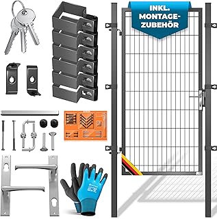KESSER® Gartentor Premium Gartentür aus Metall verzinktem Stahl, Gartentür für Stabmattenzau …