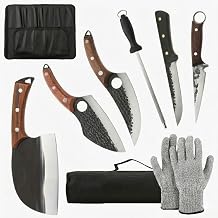 KLYTE 8-Teiliges Küchenmesser Set mit Holzgriff, Profi geschmiedetes Messerset inkl. Hackmesser,…