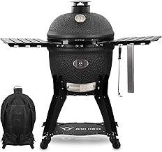 BBQ-Toro Kamado Grill Holzkohlegrill „Yoru“ Ø 56 cm mit Seitenablagen, Thermometer | matt schwar…