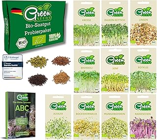 Green SEEDS – BIO Keimsorten Probierset Sprossen Samen & Microgreens zum selbst züchten – Saatgu…