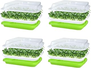 KAHEIGN 4Pcs Keimschalen für Sprossen, Seed Sprouter Tray 32cm x 26cm Keimschale Sprossen mit De…