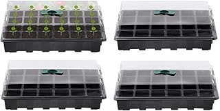 KAHEIGN 4Pcs Anzuchtschalen für Pflanzen, 24 Zellen Kunststoff Keimschalen Pflanzschalen mit ver…