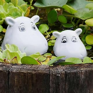 Storm’s Gartenzaubereien Keramik Hippos schwimmende Deko für Mini-Teiche und Innenbereich naturg…