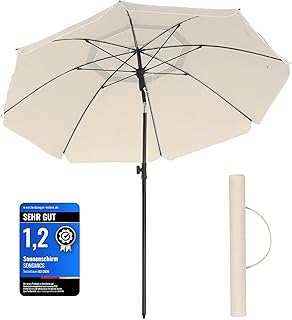 SONGMICS Sonnenschirm, 160 cm, Sonnenschutz, UPF 50+, neigbar um 30 Grad in beide Richtungen, hö…