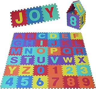 ALPIDEX Kinder Puzzlematten 86-teilig | Buchstaben & Zahlen | 36 Matten – 30 x 30 x 1cm | Spielte…