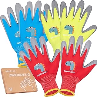 3 Paar Kinder Arbeitshandschuhe mit natürlicher Latexschicht und dehnbarem Gewebe, Kinder Schutz…