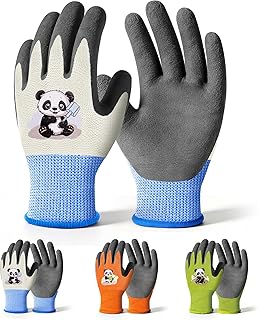 Mr. Panda 3 Paar Gartenhandschuhe für Kinder im Alter von 2–4 Jahren, Gummibeschichtete Arbeit…
