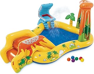 Intex 57444NP – Aufblasbarer Play Center Dinosaurier, Vinyl, Mehrfarbig, 249x191x109 cm