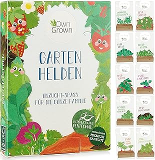 Kinder Saatgut-Set: Tolles Kinder Anzuchtset mit 10 Sorten Pflanzen – Gemüse Samen, Erdbeeren …