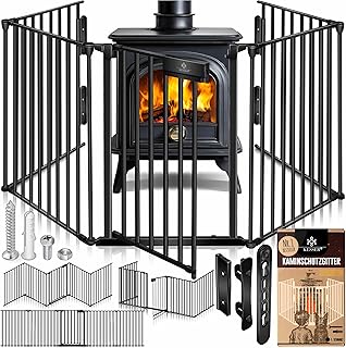 KESSER® Kaminschutzgitter mit Tür 305 cm Metall Ofenschutzgitter Laufgitter Laufstall Absperrgi…