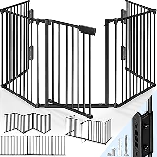 KIDUKU® Kaminschutzgitter mit Tür Metall 300 cm | Absperrgitter Ofenschutzgitter faltbar | Konf…