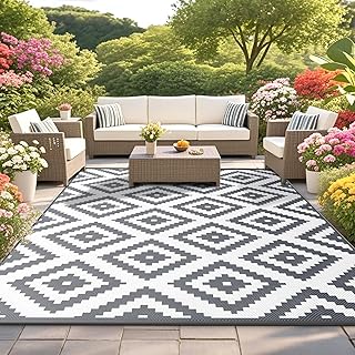 Outdoor Teppich Wetterfest, Wendbarer Balkon Teppich 120×180 cm, Leichtgewicht Picknickdecke Vorz…