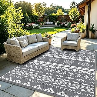 MOKANI Outdoor Teppich Wetterfest 120x180cm, Kunststoff Stroh Wendbarer Balkon Camping Teppich, T…