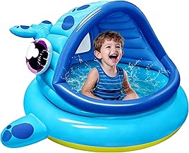 JOYIN Planschbecken für Kinder Aufblasbar mit Sonnenschutz Wal Baby Pool mit Dach (1.42m x 1.37m…