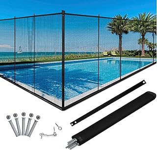 GIANTEX 360×125 cm Poolzaun Kindersicher, Poolschutzzaun Kinderschutzzaun Pool, Teichzaun Steckza…