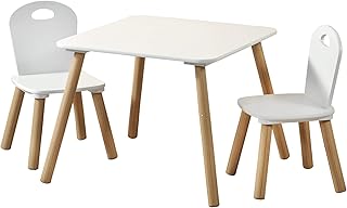 Kesper| Kindertisch mit 2 Stühlen, Material: Faserplatte, Maße: 55 x 55 x 45 cm, Farbe: Weiß |…