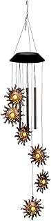 LED Solar Windspiel Sonne, Solarleuchten hängend mit Klangstäben, Klangspiel für den Außenber…