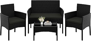 Yaheetech 4-er Gartenmöbel Set Balkonmöbel Set aus Polyrattan Terassenmöbel Außen mit 2er Sof…