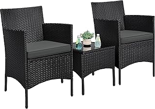 Yaheetech Balkonmöbel Set, Gartenmöbel-Set 3 TLG. inkl. 2 Stühle mit Sitzkissen & Tisch, Terra…