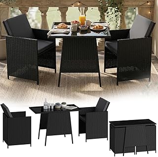 STEELSØN Xenara Essgruppe 3-teilig Schwarz/Anthrazit – Balkonmöbel Set platzsparend – Outdo…