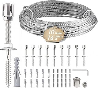 Rankhilfe Metall Edelstahl für Kletterpflanzen, 16m Kletterhilfe Pflanzen Stahlseil, Rankhilfe W…