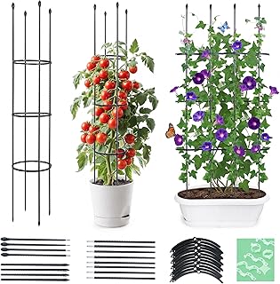 ThxToms Garten Rankhilfe aus Metall Kern 160CM mit 20*Pflanzenclips | Tomatenkäfig Pflanzenstüt…