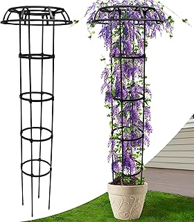 Garten Obelisk Spalier 165 cm für Kletterpflanzen, Rostfrei & Wetterfest aus Metall und Kunststo…