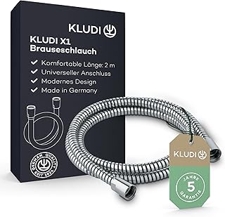 KLUDI-X1 Universal Duschschlauch 2 m, flexibler Brauseschlauch, knickfest, Standard Anschluss, ku…