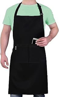 LEFUNDA® Kochschürze Wasserdicht Schürze mit 3 Taschen Verstellbare Grillschürze mit langen B…