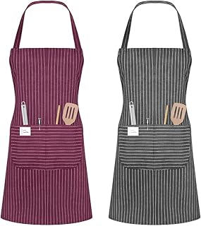 Vicloon Küchenschürze,2 Stück verstellbare Schürze mit 2 Taschen,Maschinenwaschbar, farbecht …