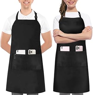 Utopia Kitchen 2er Pack Unisex Grillschürze mit geräumigen Taschen Verstellbare Latzschürzen f…