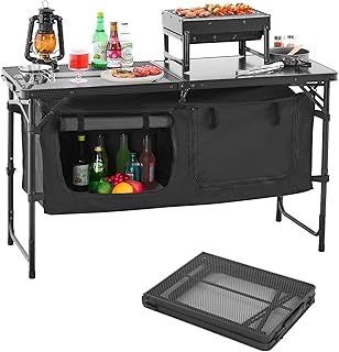 VEVOR Camping Küchentisch klappbarer Kochtisch Outdoor, 3-Fach höhenverstellbar, tragbare Kochs…