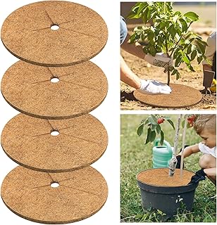 Legigo Kokosmatte Rund 60 cm, 4 Stück Kokosmatten für Pflanzen, Mulchscheibe aus Kokosfaser als…