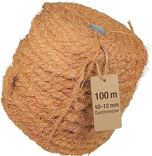 Kokosseil 10mm x 100m, Kokosstrick, Strick, Seil für Bäume aus Kokosfaser, Schnur aus Naturfase…