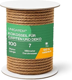 UNIGARDIA Kokosseil für Pflanzen 100 m – Kokosstrick für Bäume 7 mm – Kokosschnur als Baumbind…