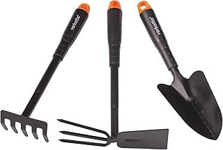 Mivos 3-TLG Gartengeräte Set für Gartenpflege aus Stahl – Gartenwerkzeug Set mit Blumenkelle Ha…