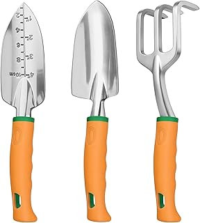 Gartenwerkzeug Set, 3-teiliges Gartengeräte Set – Ergonomische Handschaufel, robuste Handharke…