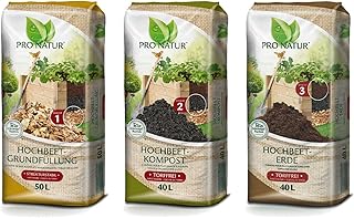 Pro Natur Hochbeet Erde Set zur Komplett Befüllung 50 l Grundfüllung + 40 l Kompost + 40 l Erde
