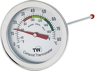 Kompostthermometer – Thermometer mit Edelstahl-Zifferblatt für Haus und Hinterhof, Kompostierung…