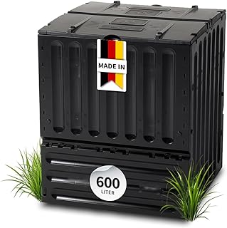 GARANTIA ECO-King Komposter 600 Liter schwarz – zum bequemen Befüllen im Garten – ohne Werkzeug …