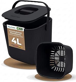 YourCasa Biomülleimer Küche 4L – Komposteimer mit herausnehmbarem Sieb & Deckel – geruchsdicht,…