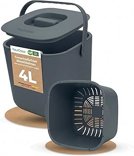 YourCasa Biomülleimer Küche 4L – Komposteimer mit herausnehmbarem Sieb & Deckel – geruchsdicht,…