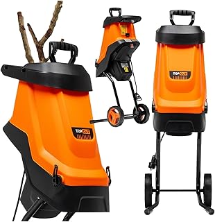 TOP CUT Gartenhäcksler Elektrisch TC-RE2600-BAG 2600W, Aststärke bis 45mm, 45L Fangsack, automa…