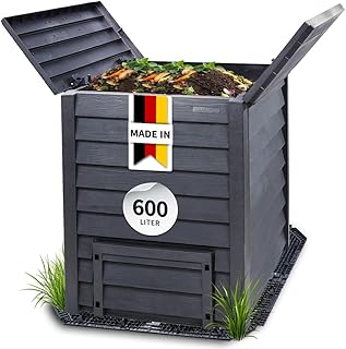 GARANTIA Thermo-Wood Komposter 600 Liter inkl. Bodengitter anthrazit-braun – mit moderner Optik f…