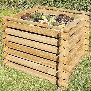 Onbest Wetterfester Komposter aus lasiertem Holz – Holzkomposter mit Stecksystem – Langlebige…