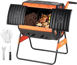 VEVOR Komposttrommel 200 L, Tumbling-Komposter Outdoor mit 2 Schiebetüren & Belüftungssystem & …