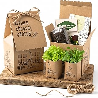 Küchengartenhaus für Hochbeet, DIY Salatanbau Set mit Pflücksalat & Rucola, Anzuchtset für fr…