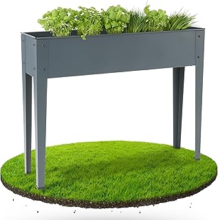 Arebos Hochbeet 101,5 x 26 x 80 cm | Frühbeet Kräuterbeet Pflanzenbeet Blumenkasten Garten Tera…